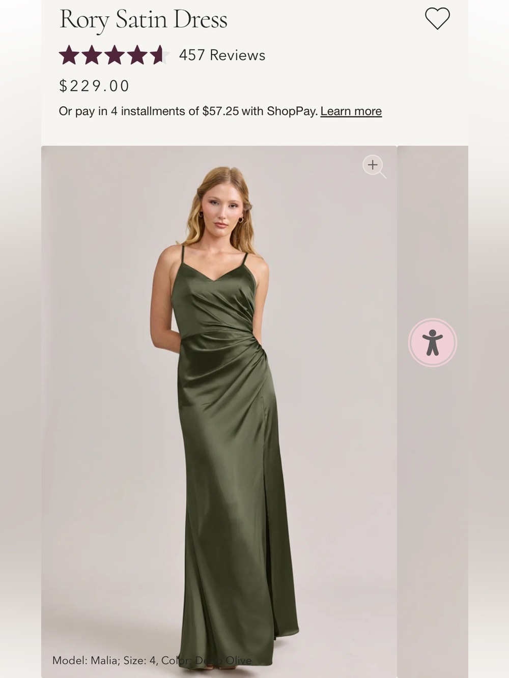 Revelry Rory Satin Maxi Dress in Olive